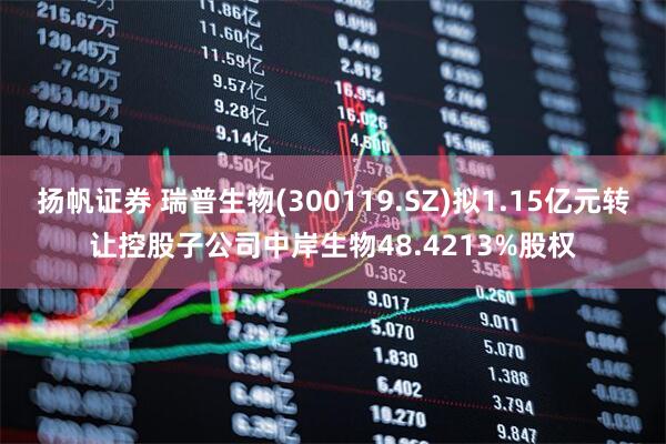 扬帆证券 瑞普生物(300119.SZ)拟1.15亿元转让控股子公司中岸生物48.4213%股权